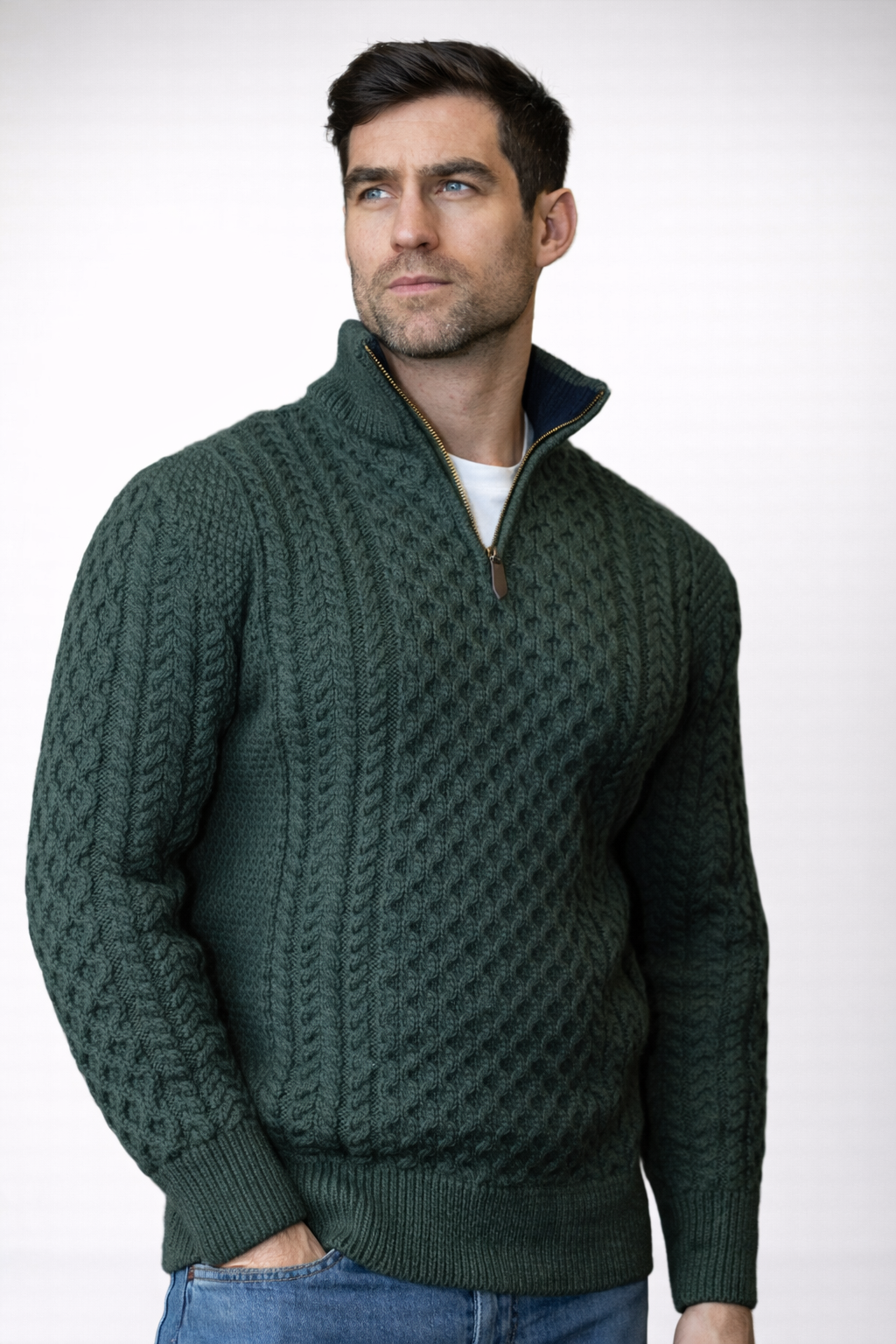 Męski Sweter z Zamkiem 1/2 – Klasyczny Dzianinowy Model Casual