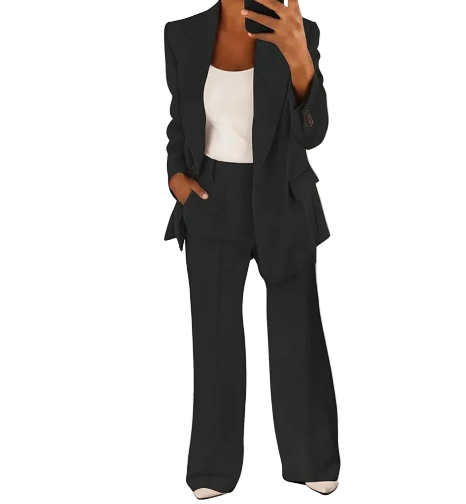 Komplet Elena – Elegancki Garnitur Damski z Blazerem i Szerokimi Spodniami