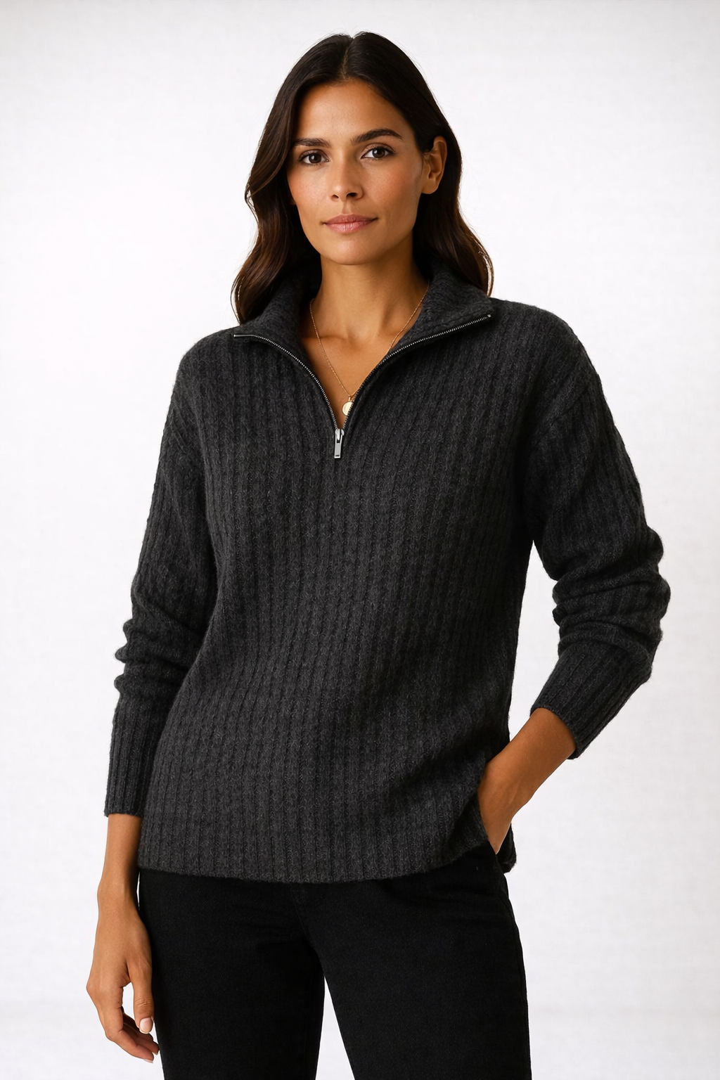 Damski Sweter Elena z Zamkiem 1/2 – Miękka Bluza Casual