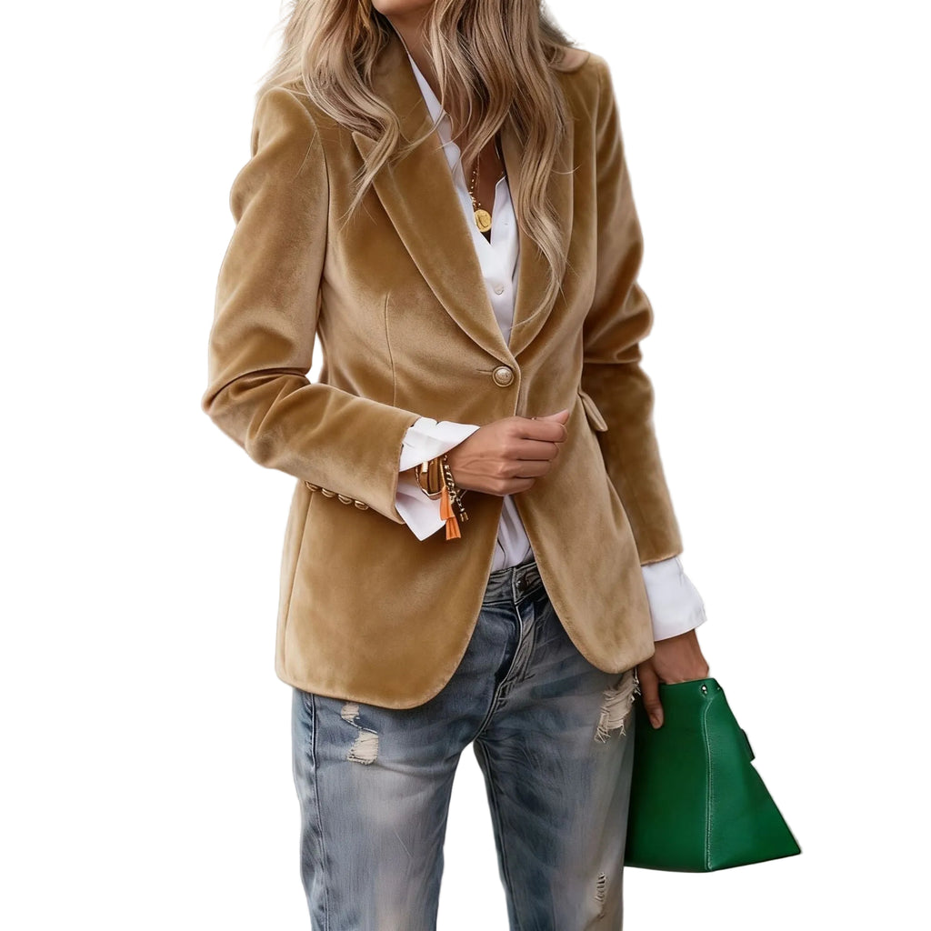 Elegancka Marynarka Aksamitna Damska – Taliowany Żakiet Premium