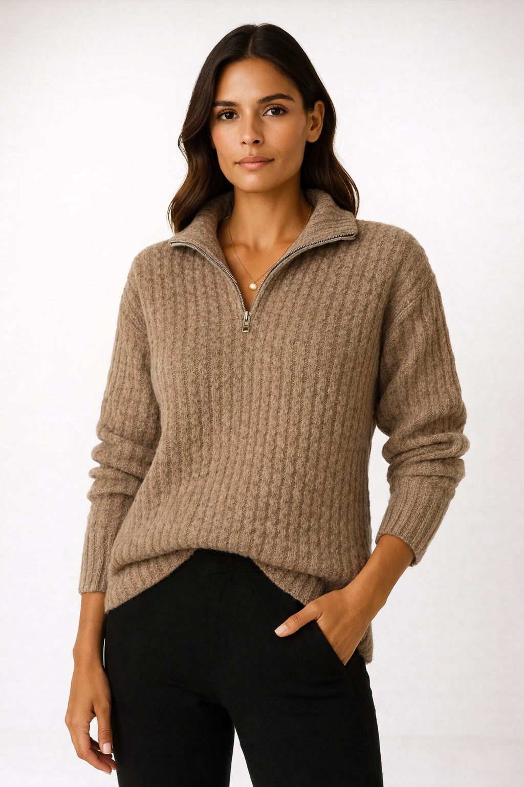 Damski Sweter Elena z Zamkiem 1/2 – Miękka Bluza Casual