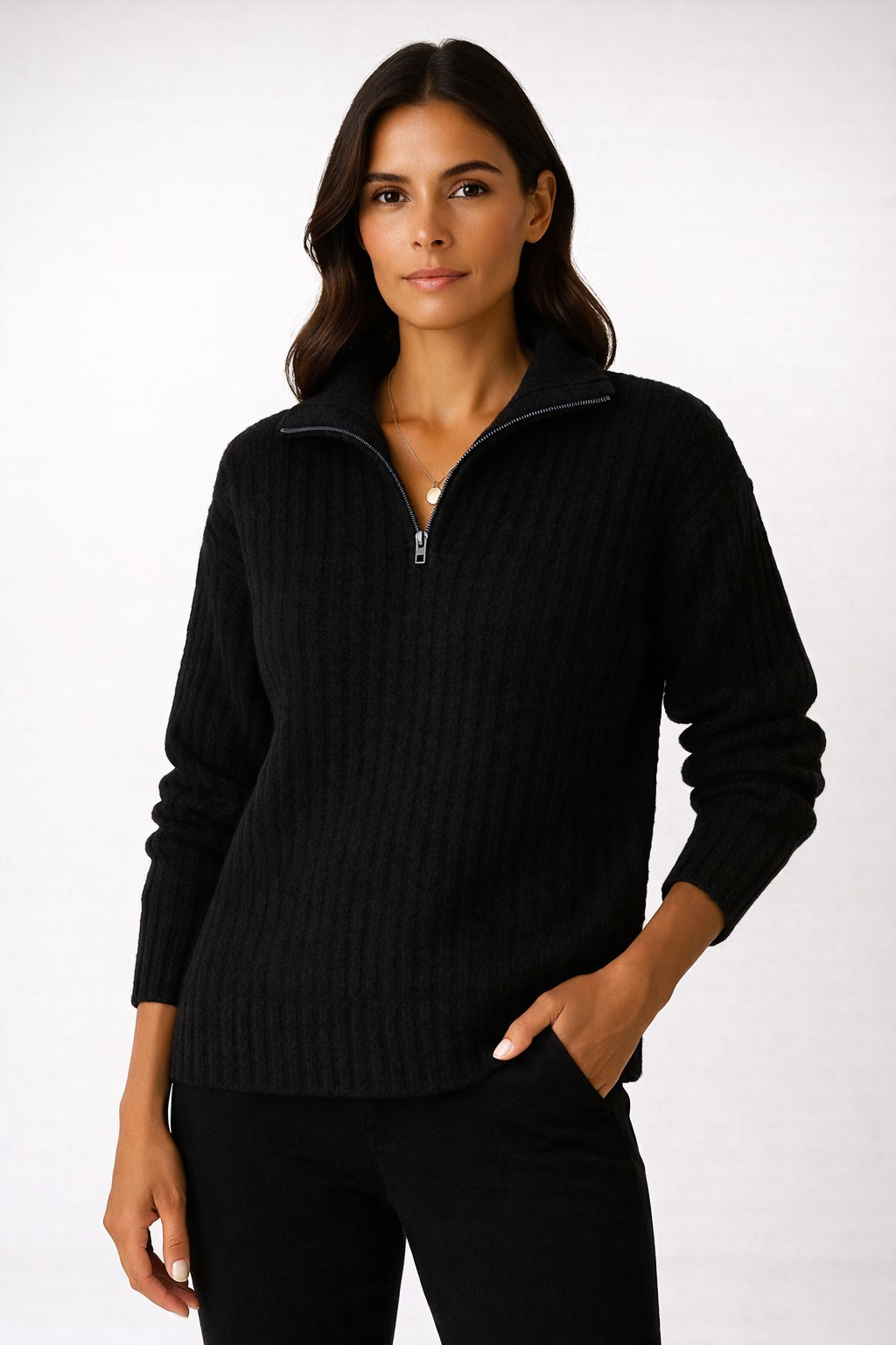 Damski Sweter Elena z Zamkiem 1/2 – Miękka Bluza Casual